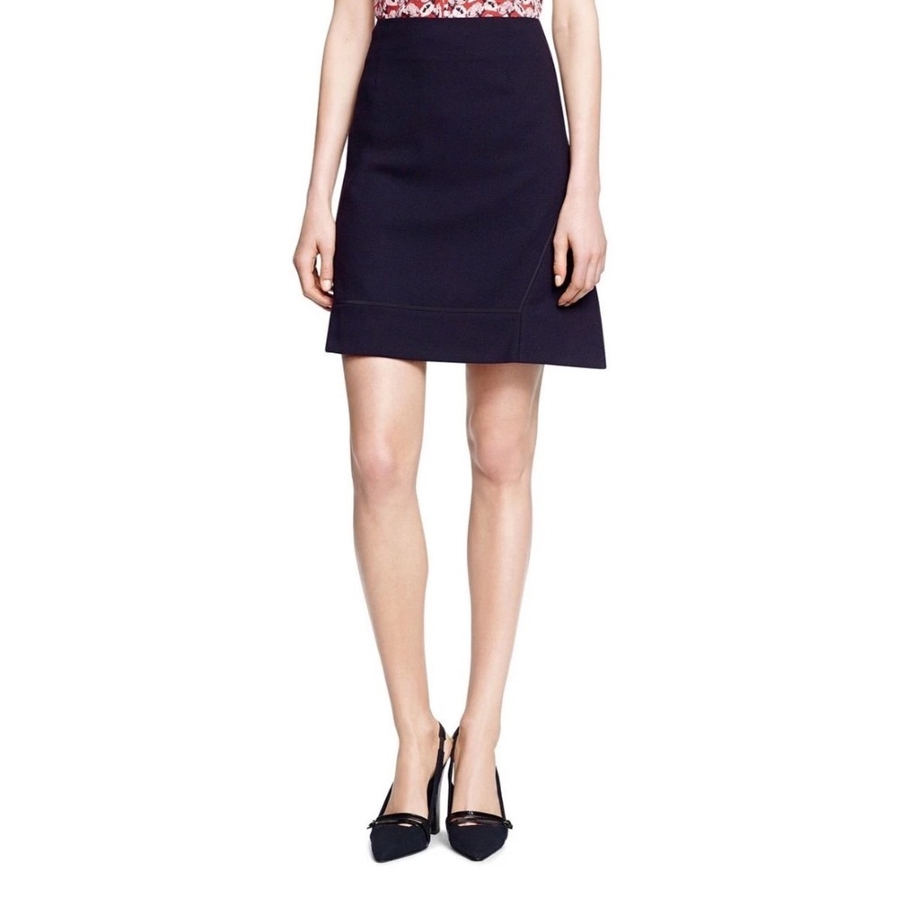 Tory Burch Thea Skirt Womens 6 Navy Wool A Line Mini Career Minimalist Office